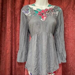 Gray Blue Lace American Eagle Blouse